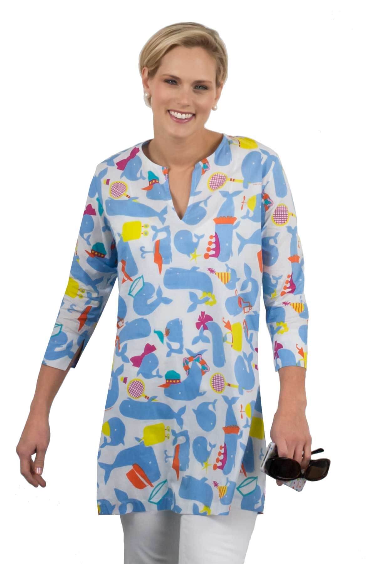 Mommy Cotton Tunic - Whale Watch - Final Sale Whale Watch Blue