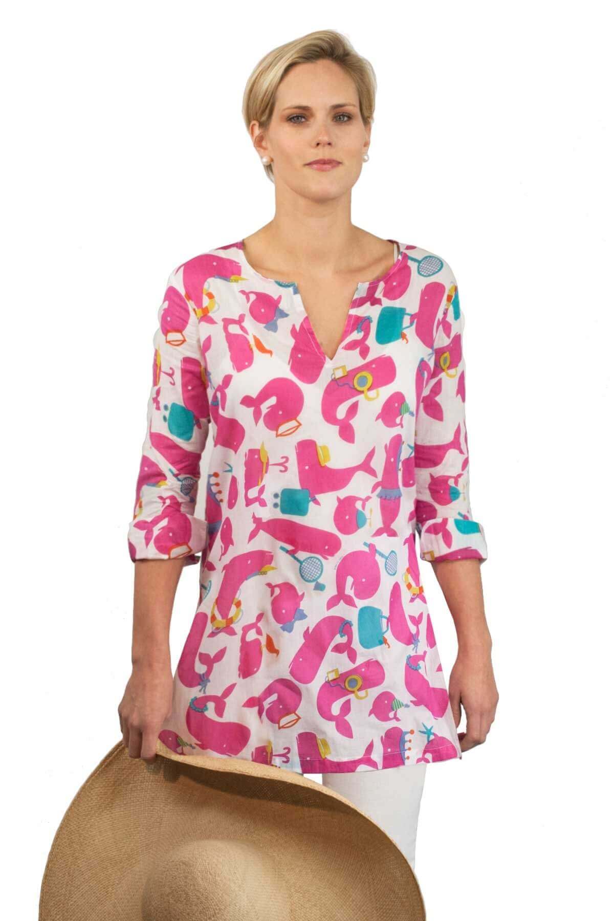 Mommy Cotton Tunic - Whale Watch - Final Sale Whale Watch Pink