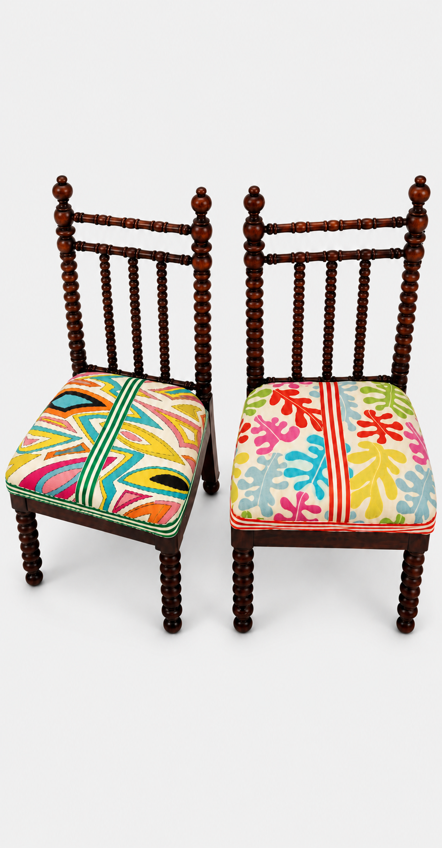 Pair Of Victorian Bobbin-Turned Mahogany Child's Chairs