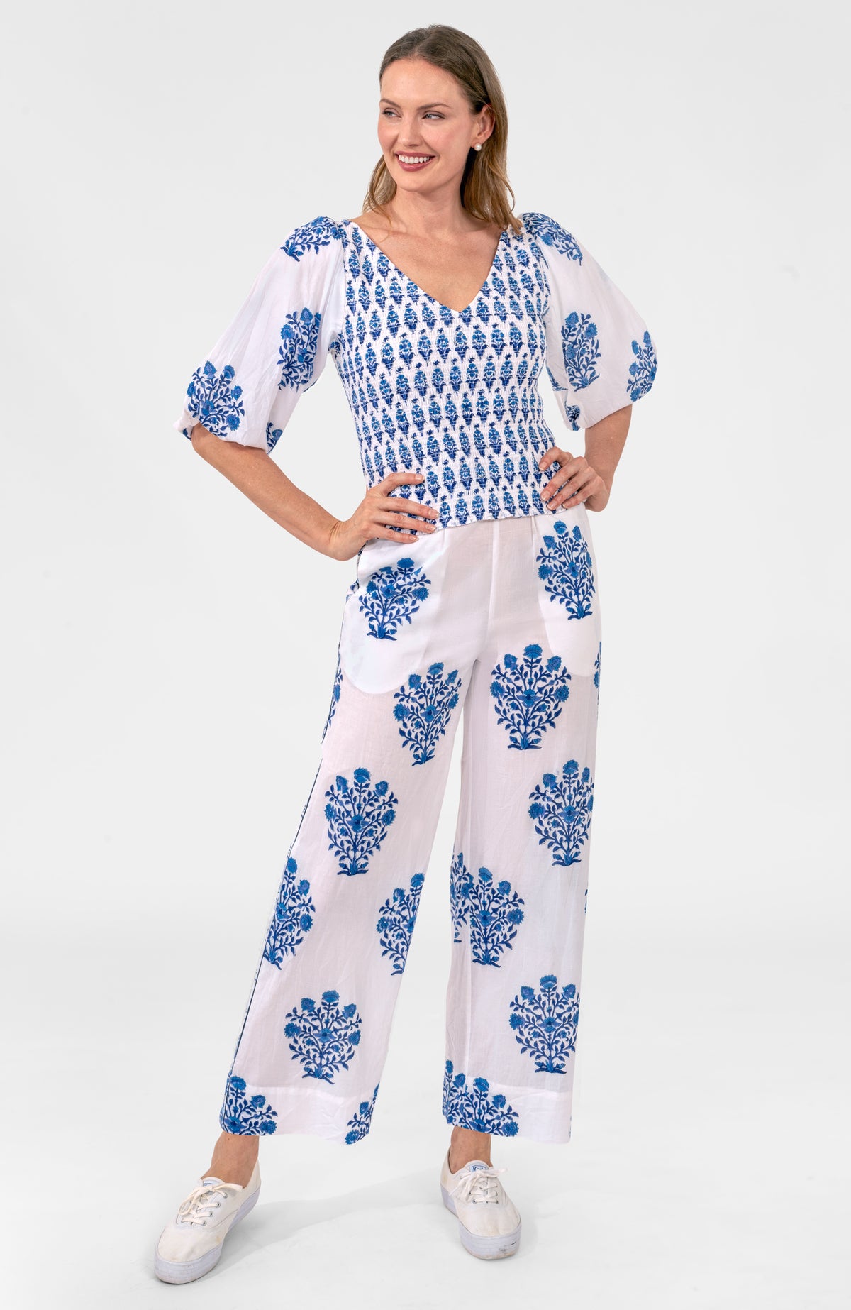 Crinkle Dimple Effortless Pant Blues