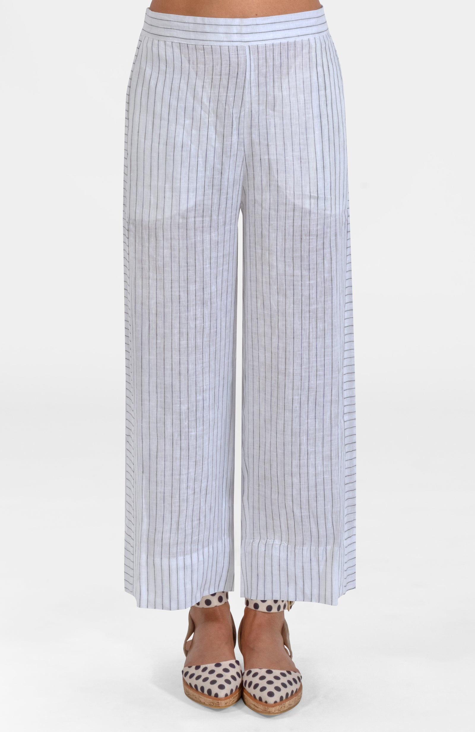 Effortless Linen Pants - Stripe It White
