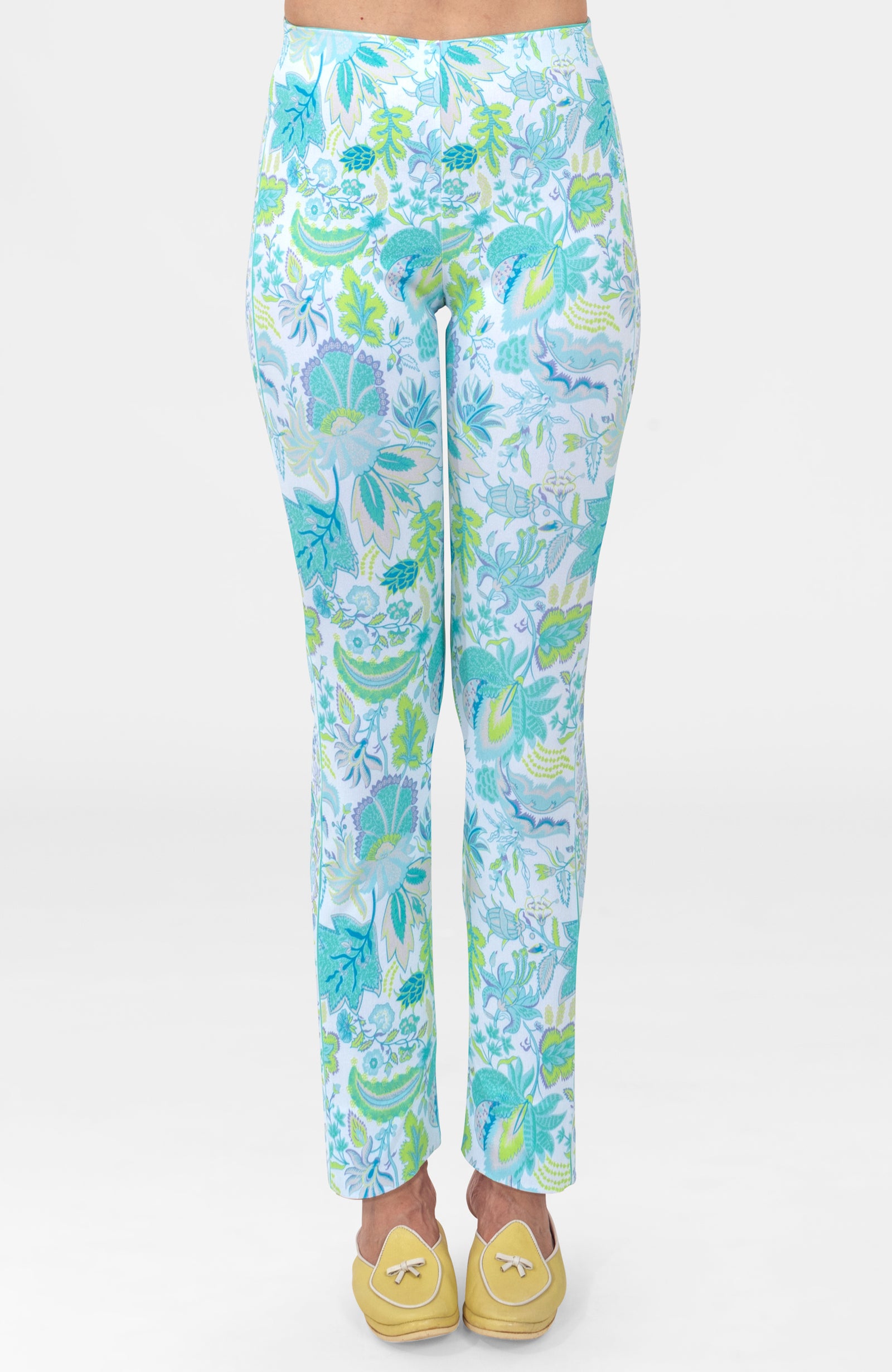 Gripe Less Pull On Pants - Blooming Party Ocean Turq