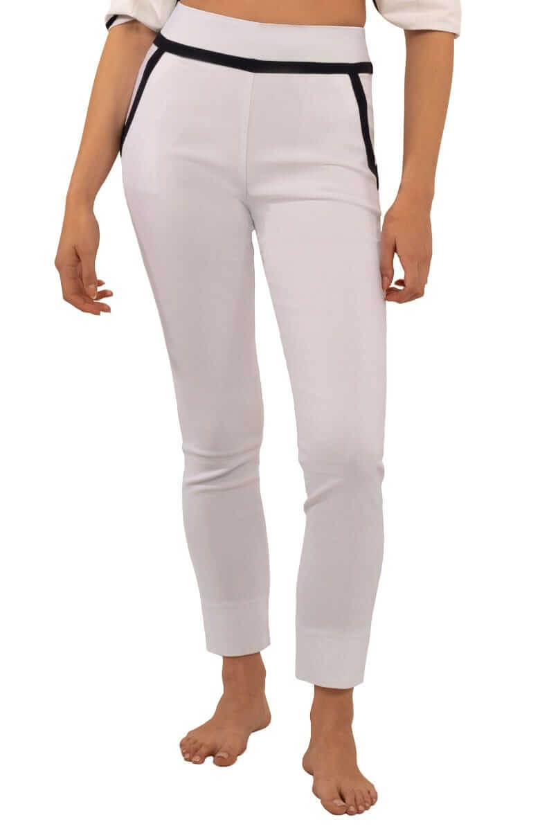 Slick Slax Gripeless Pull On Pants White Navy