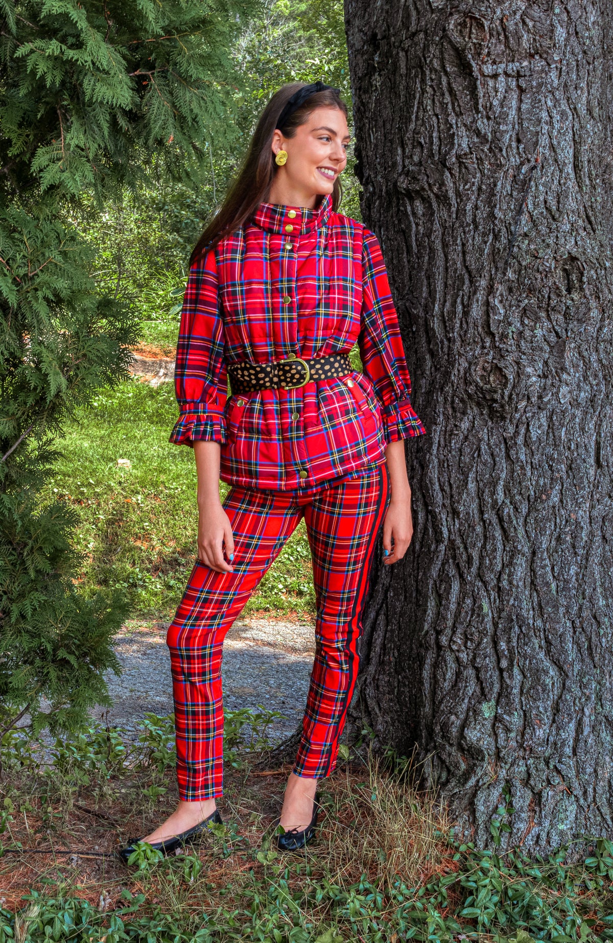 Ruffleneck Tunic - Duke Of York Red Multi