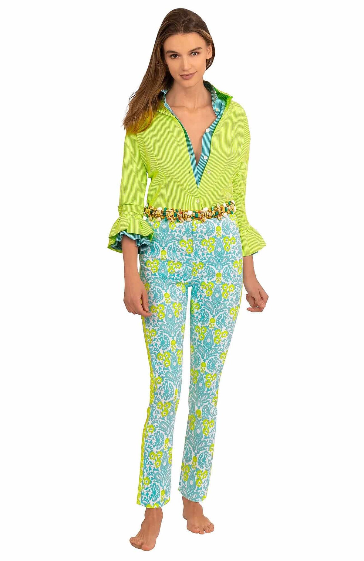 Gripeless Pull On Pant - East India Turq Lime