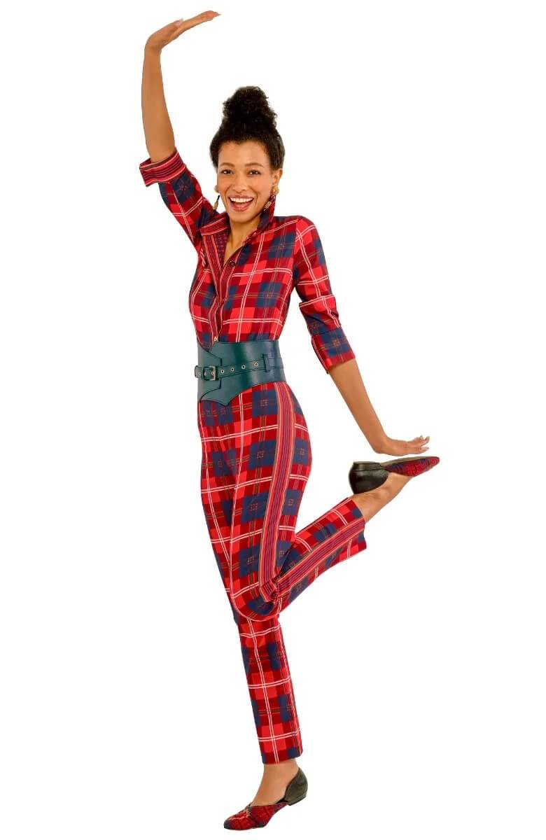 Gripeless Pull On Pants - Middleton Plaid - Final Sale Red