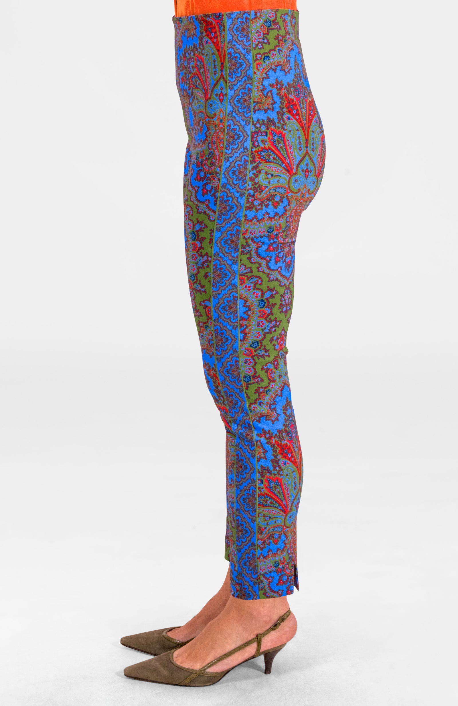 Gripeless Pull On Pants - Passion Paisley Olive