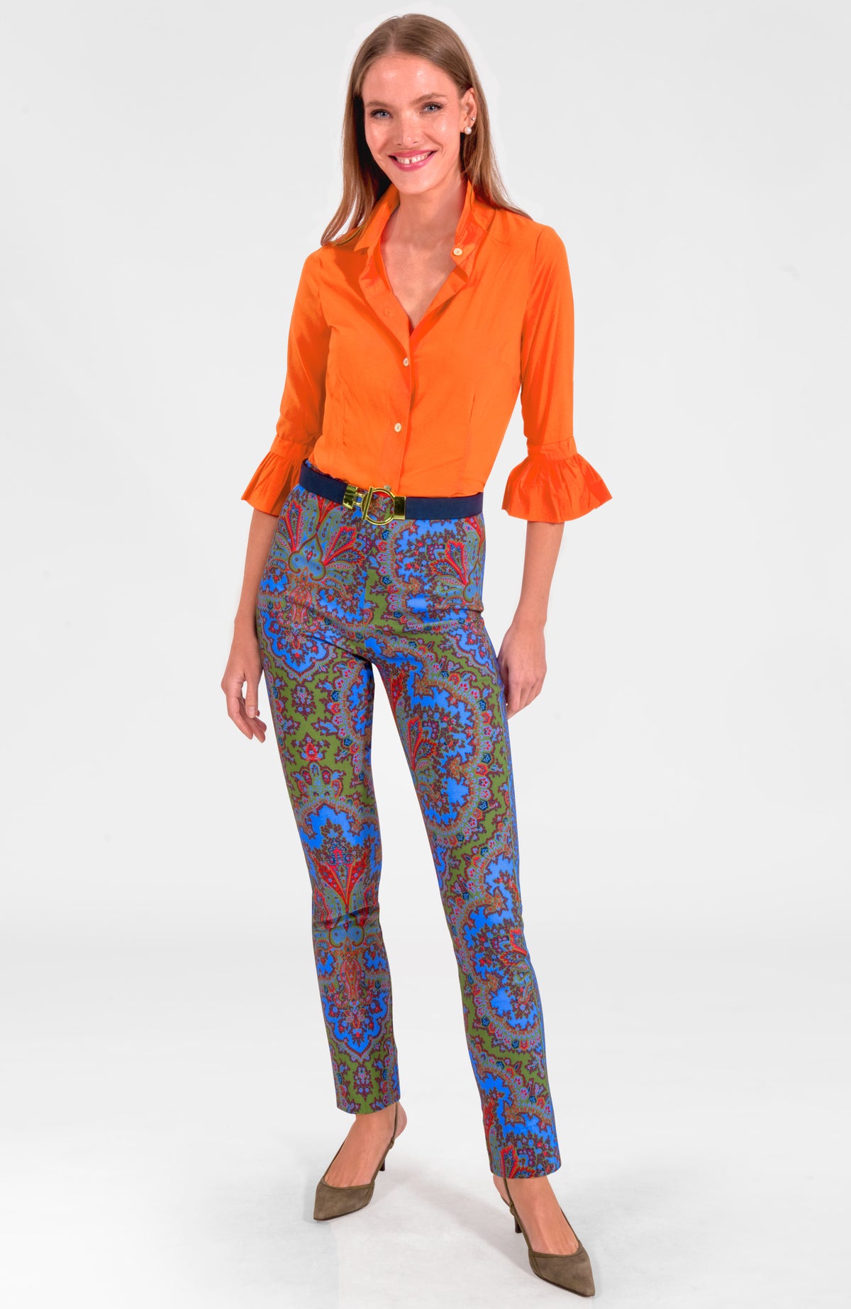 Gripeless Pull On Pants - Passion Paisley Olive
