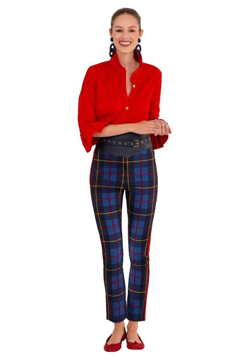 GripeLess Pull On Pant - Plaidly Cooper Bluemulti Plaid