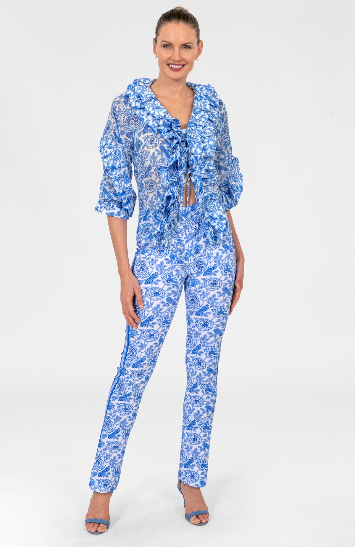 Gripeless Pull On Pants - Smell The Roses Blues