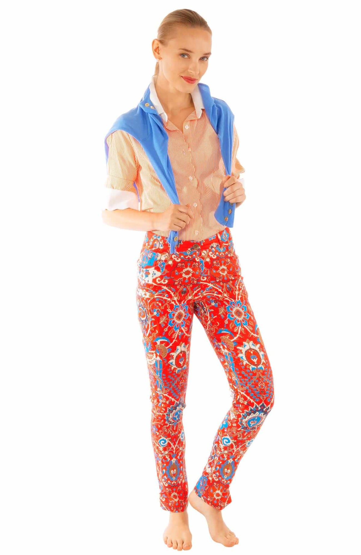 GripeLess Cotton Spandex Jeans - Magic Carpet - Final Sale Red Multi