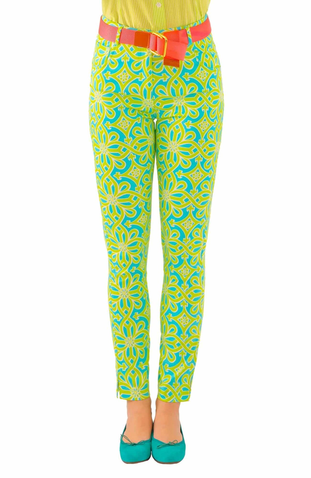 GripeLess Cotton Spandex Jeans - Piazza - Final Sale Turq Lime