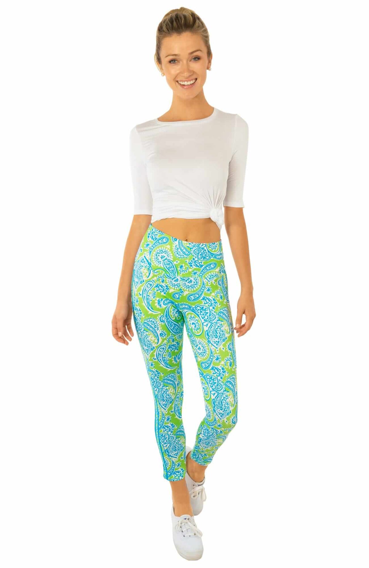 Leggings - Plentiful Paisley Turquoise