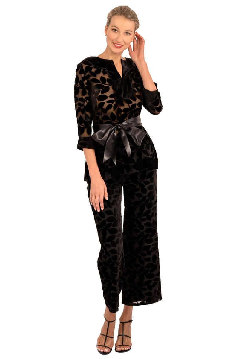 Palazzo Pant - Luxe Leaf Velvet Black