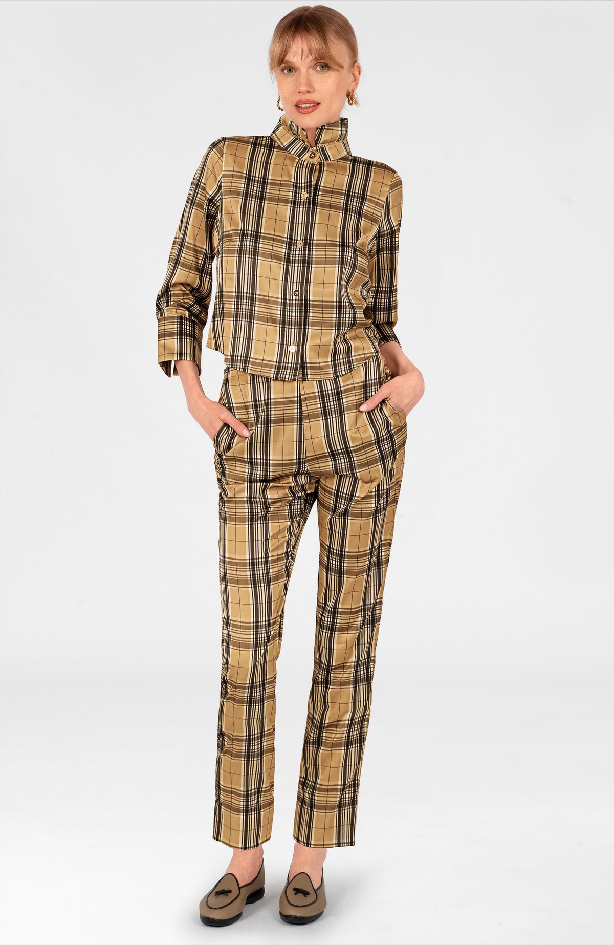 Savile Pant - Belgravia Plaid Khaki Black