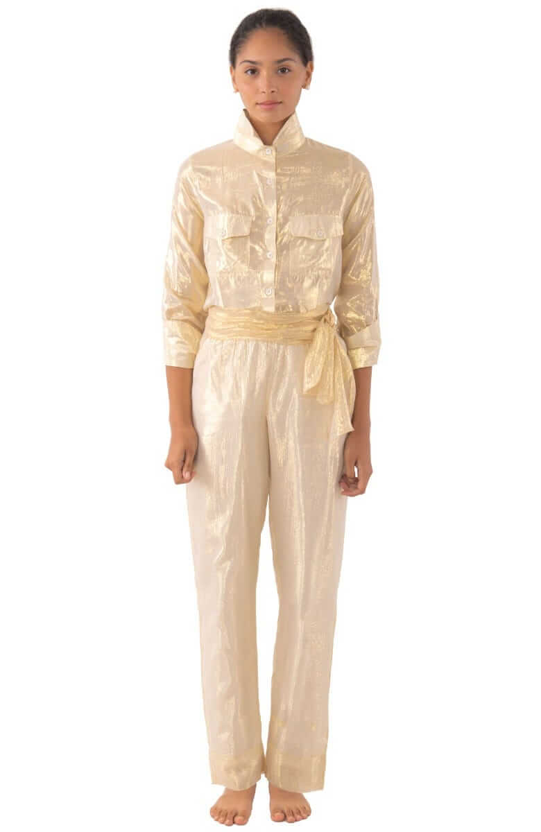 Metallic Trouser - Glinda Lurex - Final Sale Gold