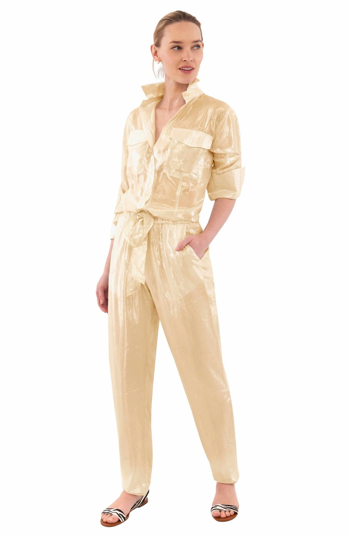 Metallic Trouser - Glinda Lurex - Final Sale Gold