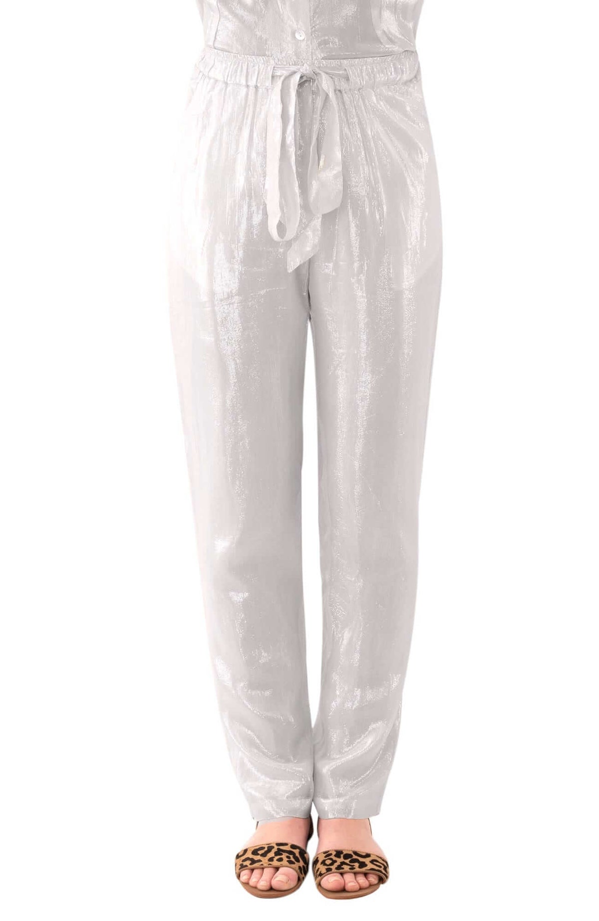 Metallic Trouser - Glinda Lurex - Final Sale Silver