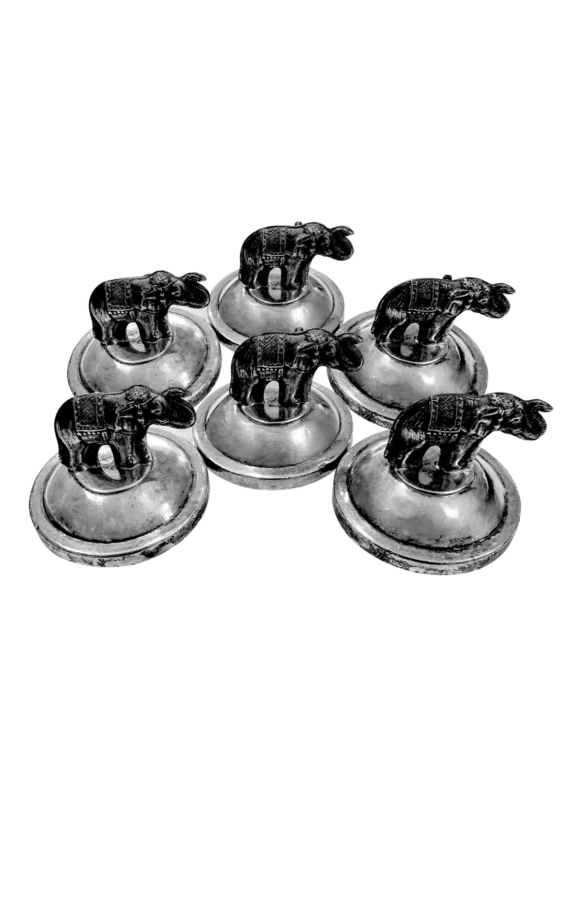 Mid 20th Century Sterling Silver Thai Elephant Placecard Holder (Set of 6)