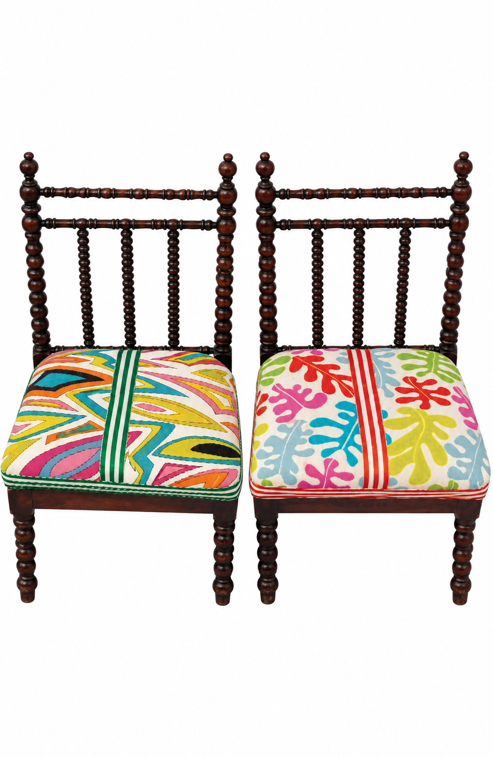 Pair Of Victorian Bobbin-Turned Mahogany Child's Chairs