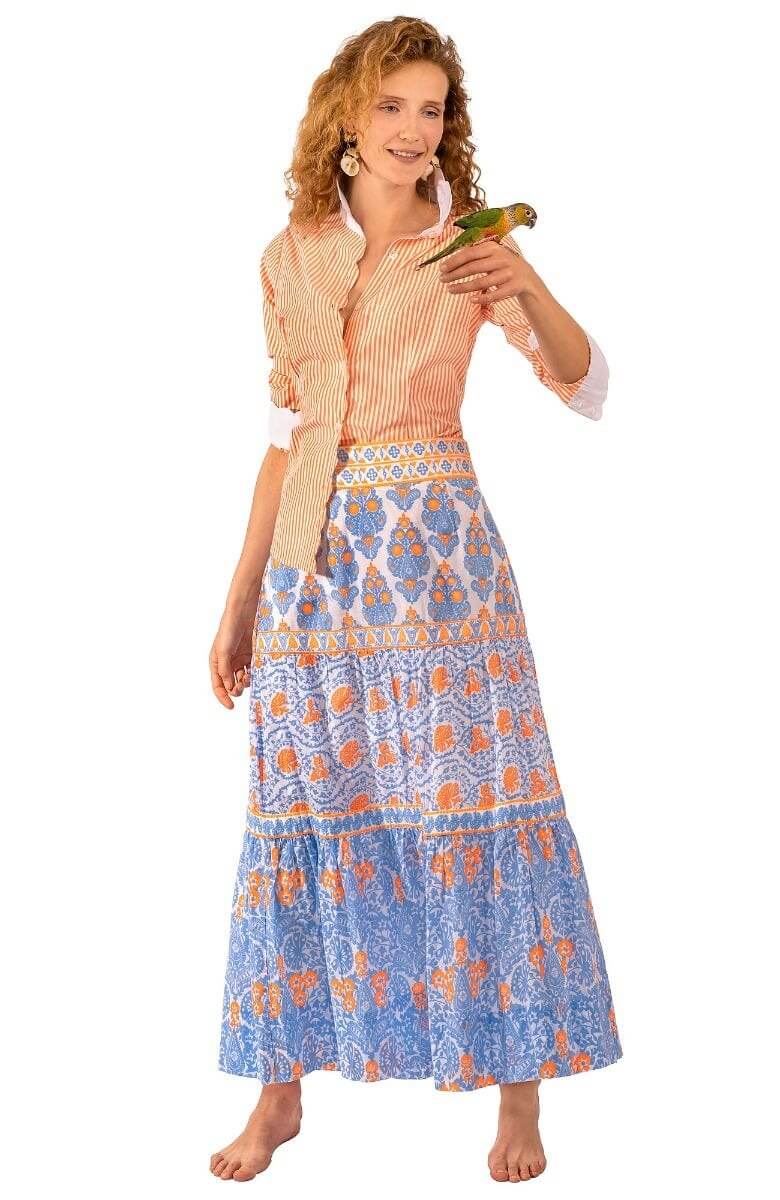 Dreaming Long Skirt - East India - Final Sale Periwink Orange
