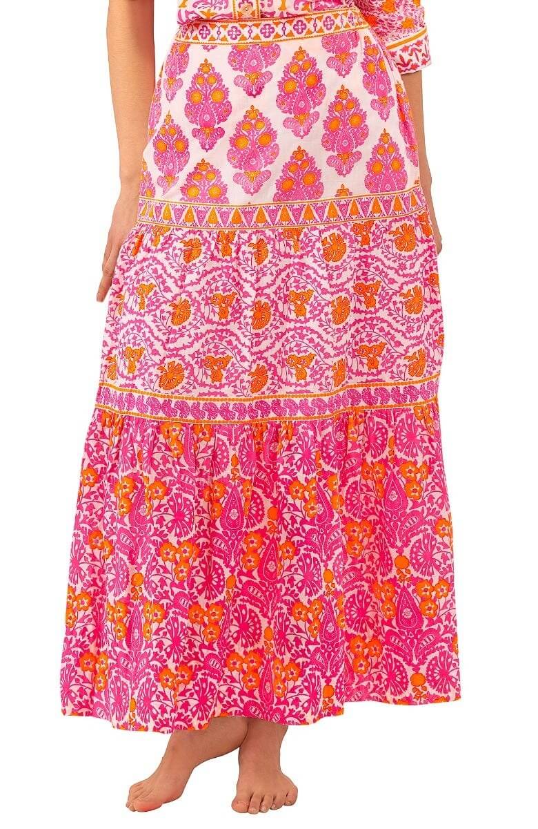 Dreaming Long Skirt - East India - Final Sale Pink Orange
