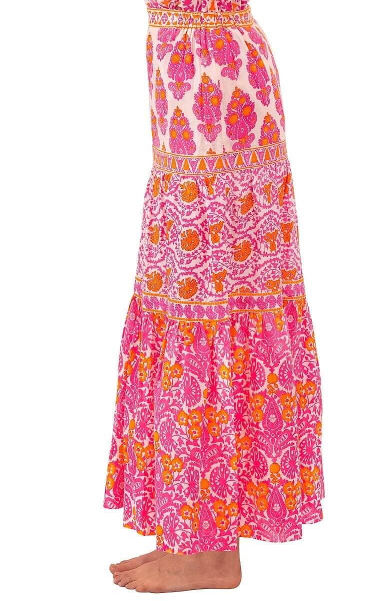 Dreaming Long Skirt - East India - Final Sale Pink Orange