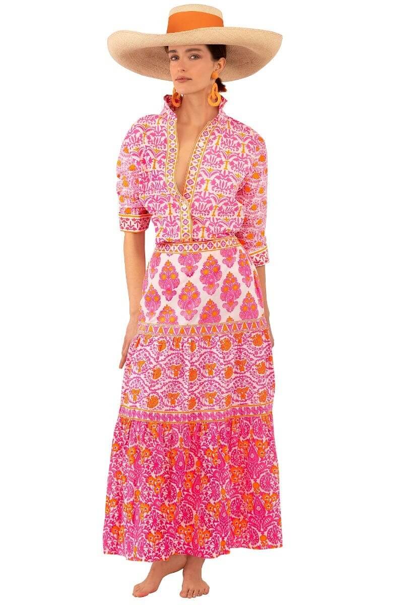 Dreaming Long Skirt - East India - Final Sale Pink Orange