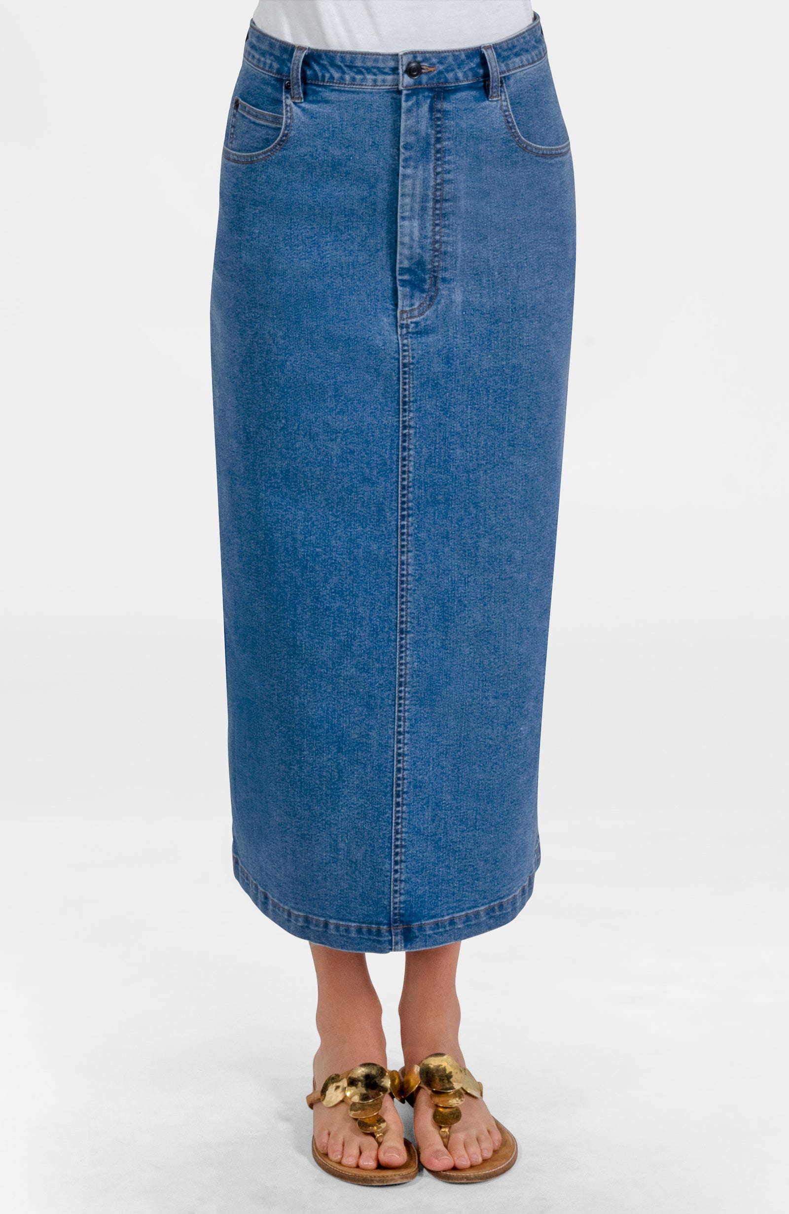 Mighty Cute Denim Skirt - Long Medium Denim