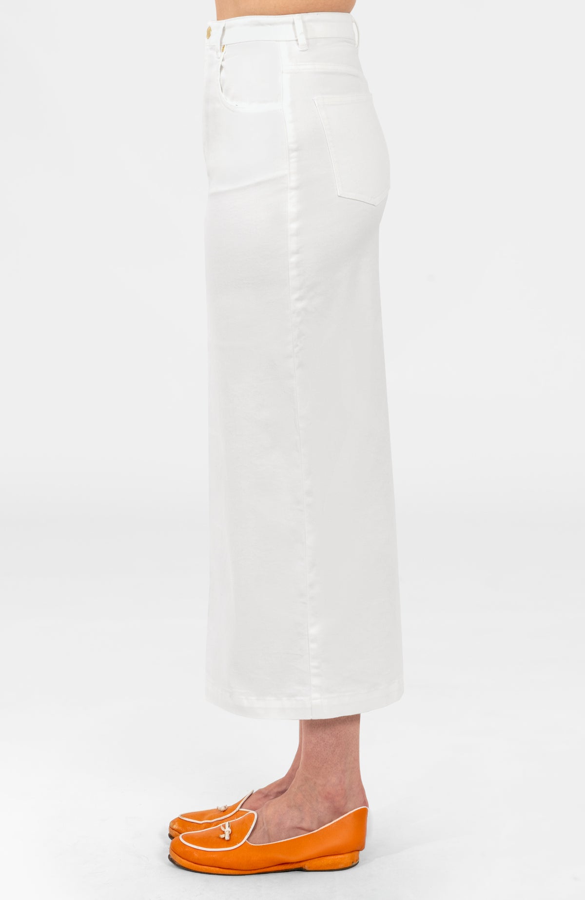 Mighty Cute Denim Skirt - Long White Denim