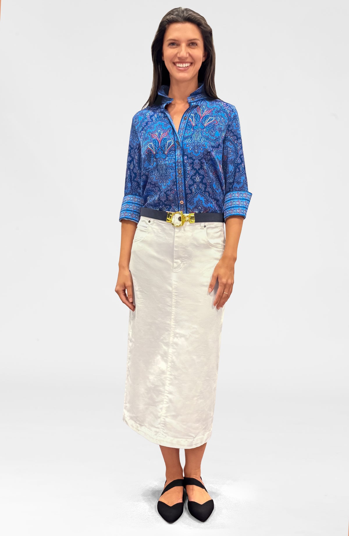 Mighty Cute Denim Skirt - Long White Denim