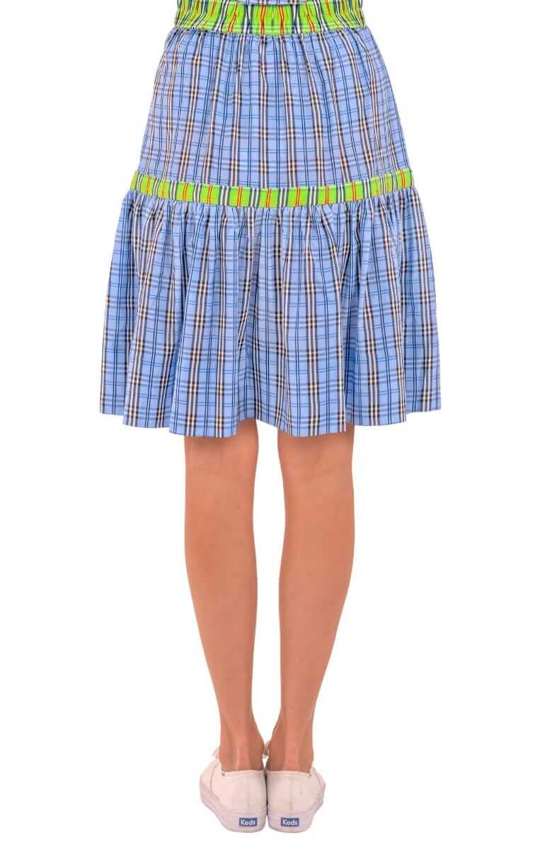 Stefania Skirt - Sunshine Plaid - Final Sale Periwinkle