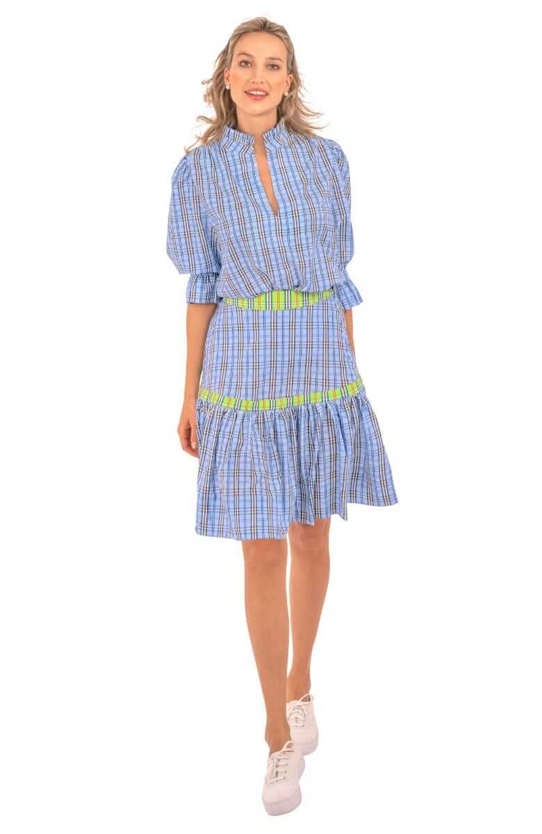 Stefania Skirt - Sunshine Plaid - Final Sale Periwinkle