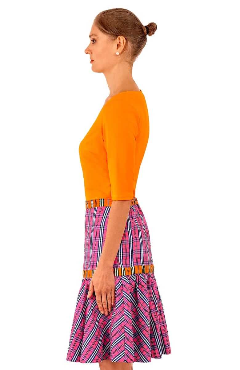 Stefania Skirt - Sunshine Plaid - Final Sale Pink