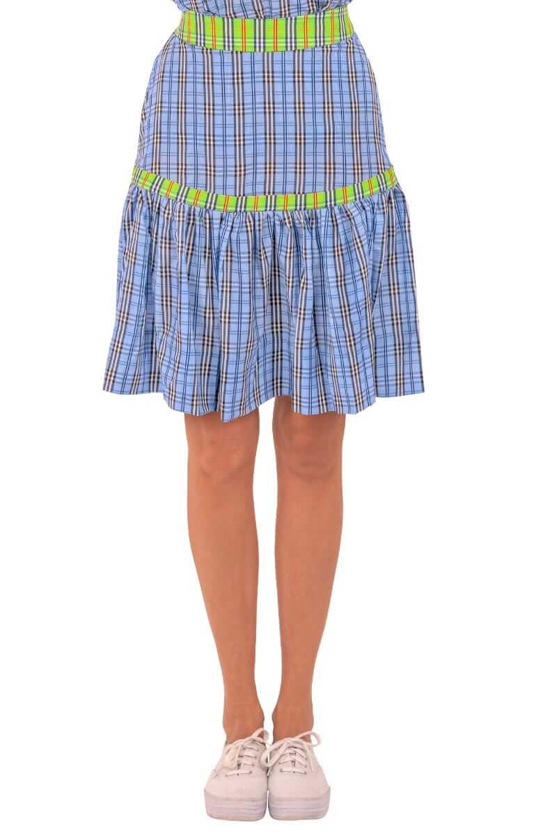 Stefania Skirt - Sunshine Plaid - Final Sale Periwinkle