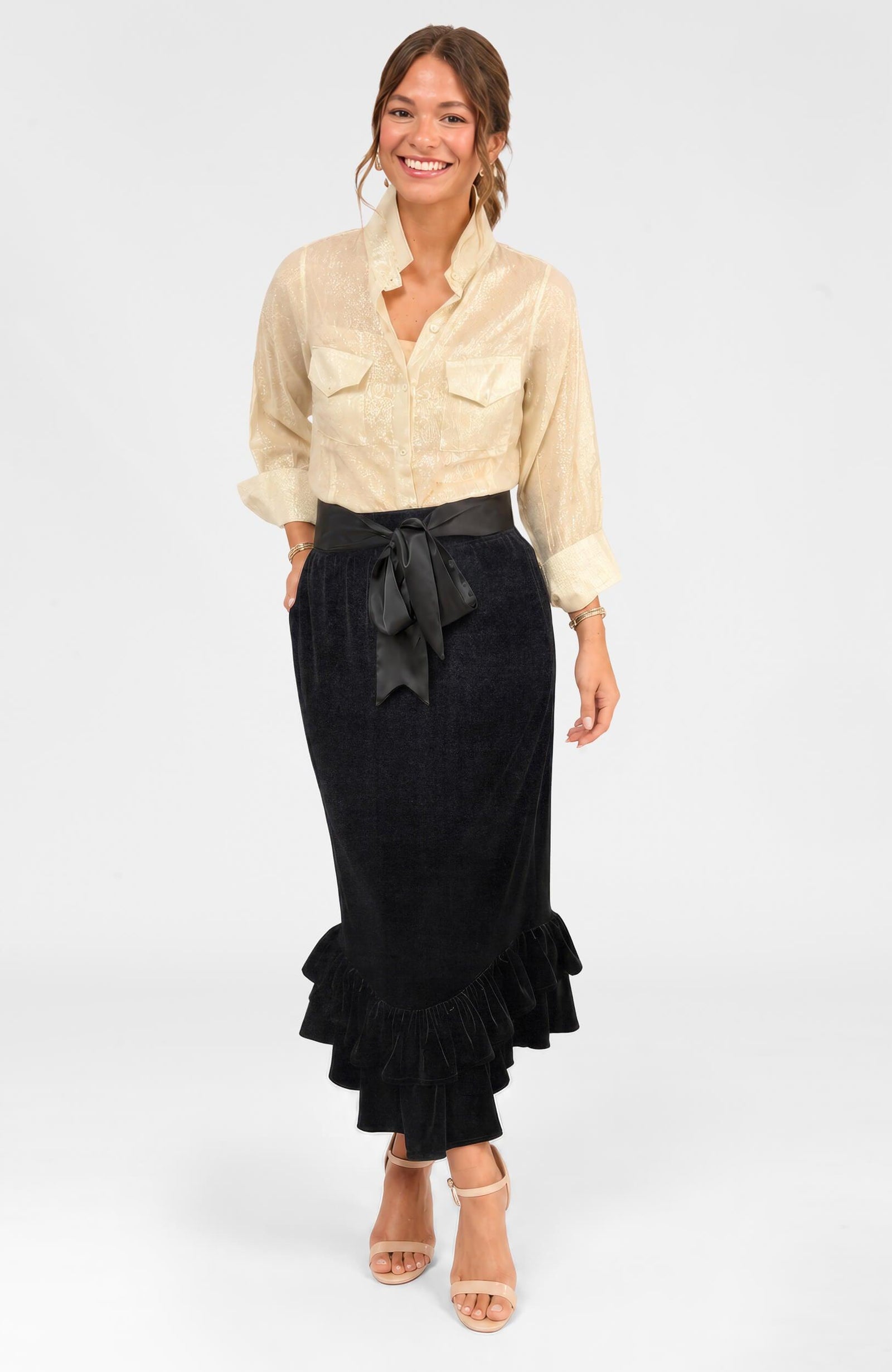 Grand Finale Velvet Maxi Skirt Black
