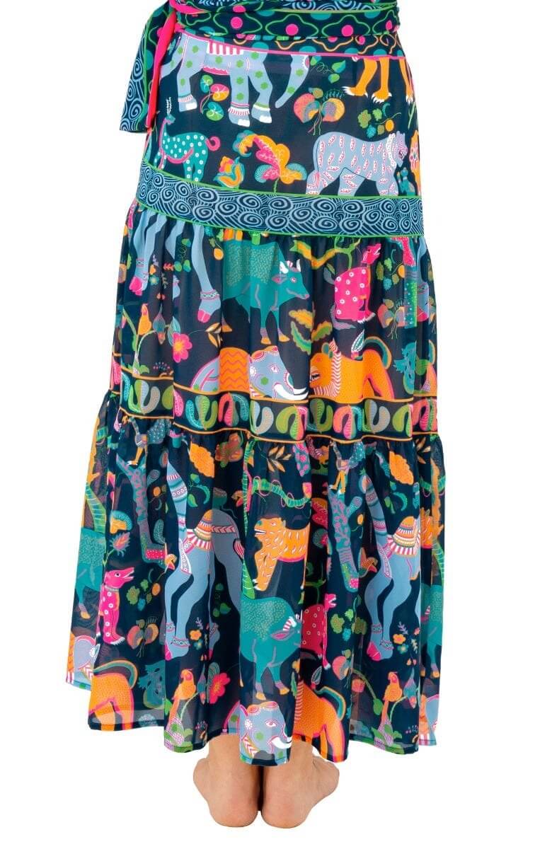 Ipanema Long Skirt - Animal Kingdom - Final Sale Navy Multi