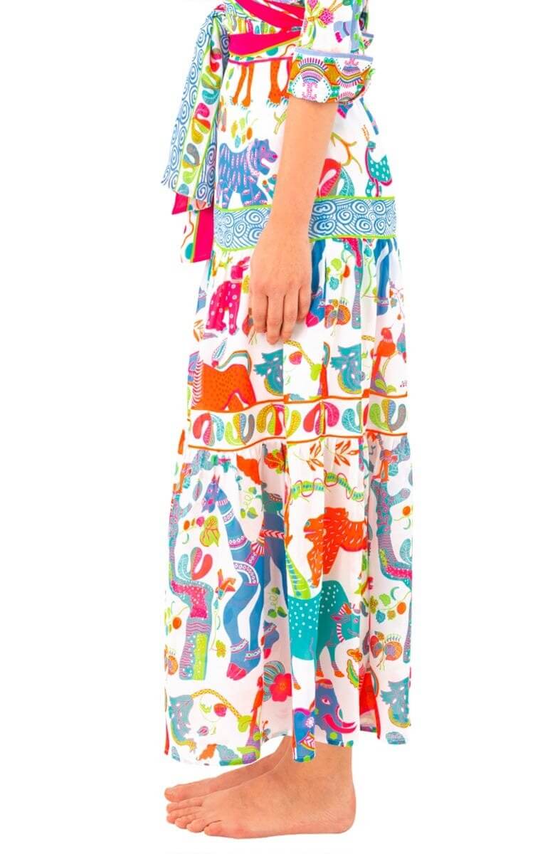 Ipanema Long Skirt - Animal Kingdom - Final Sale White Multi