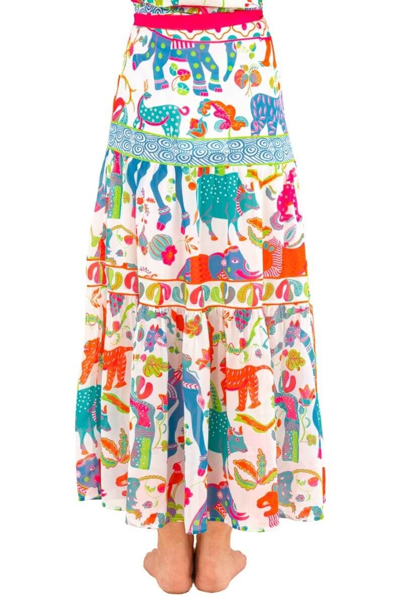 Ipanema Long Skirt - Animal Kingdom - Final Sale White Multi