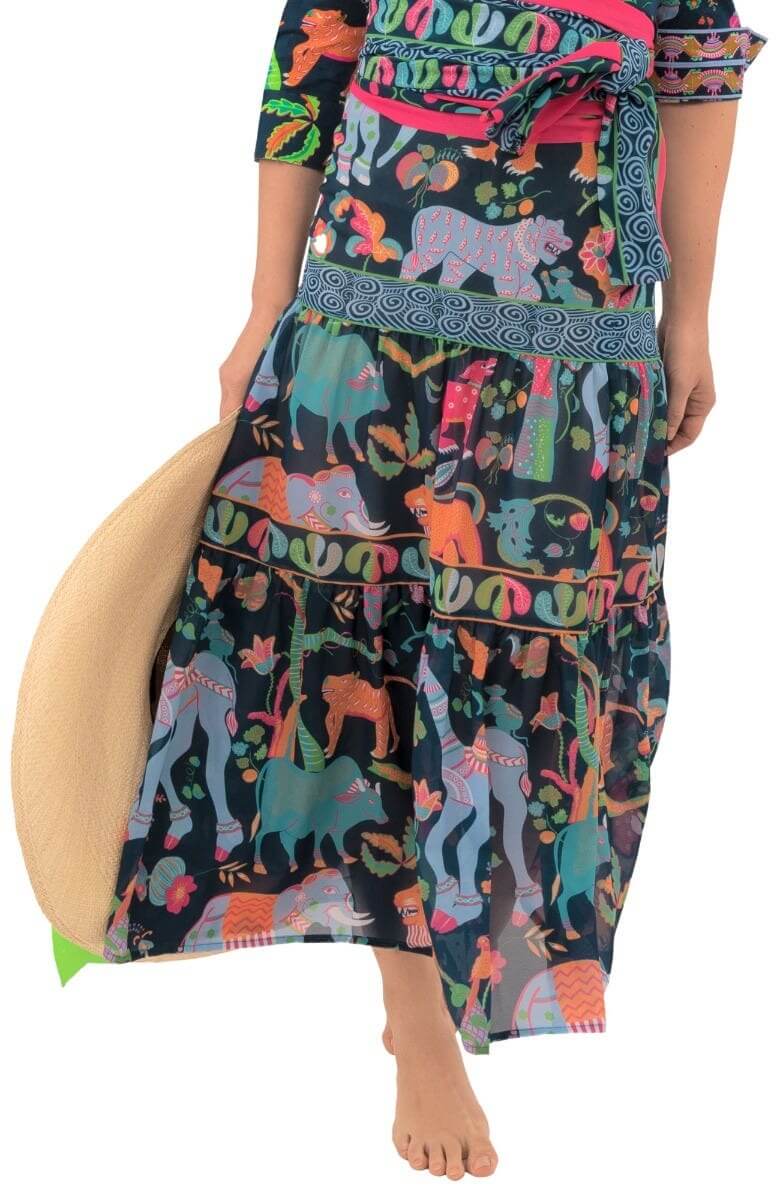 Ipanema Long Skirt - Animal Kingdom - Final Sale Navy Multi