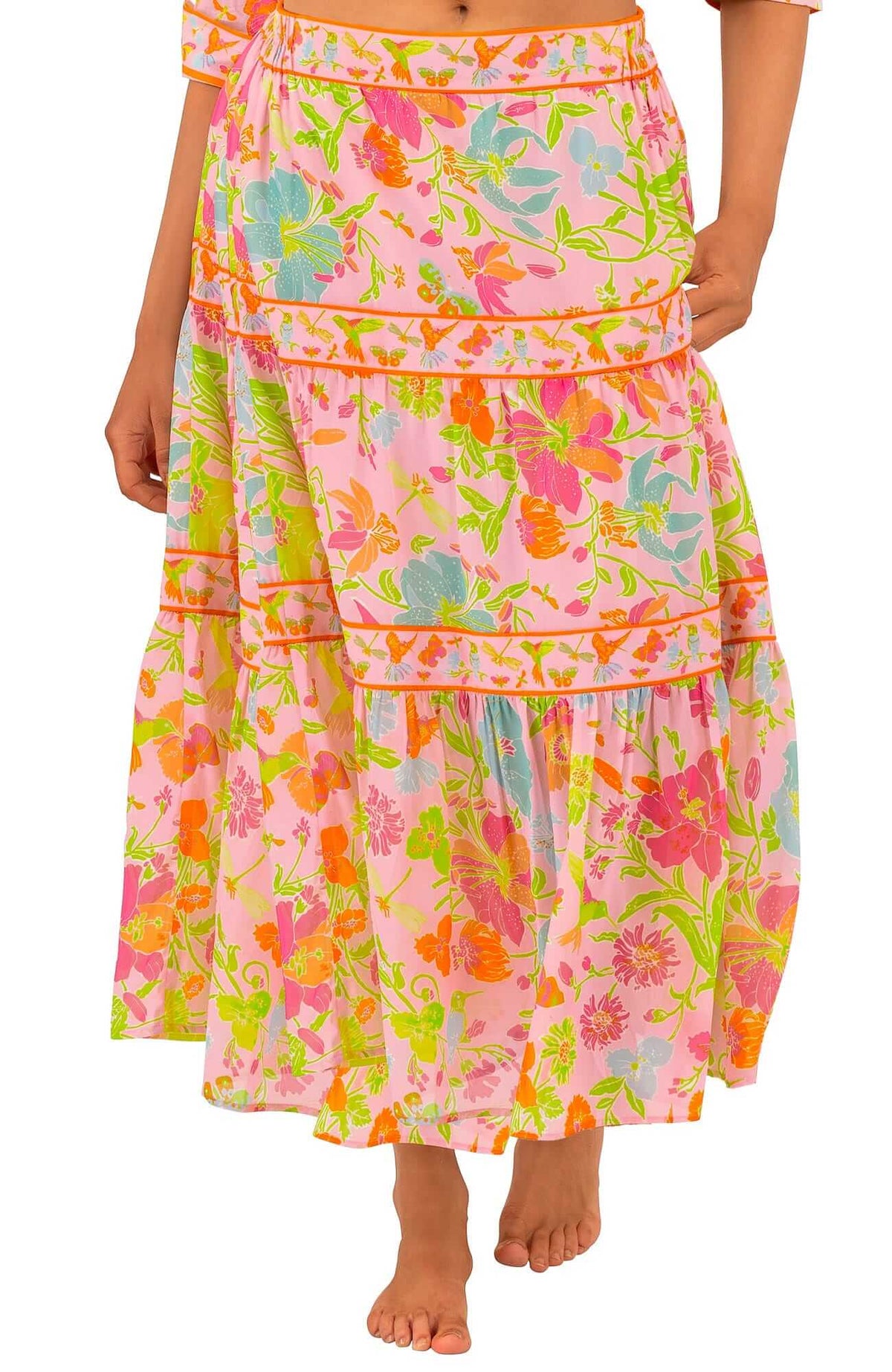 Impanema Long Skirt - Birds &amp; Bees Pale Pink