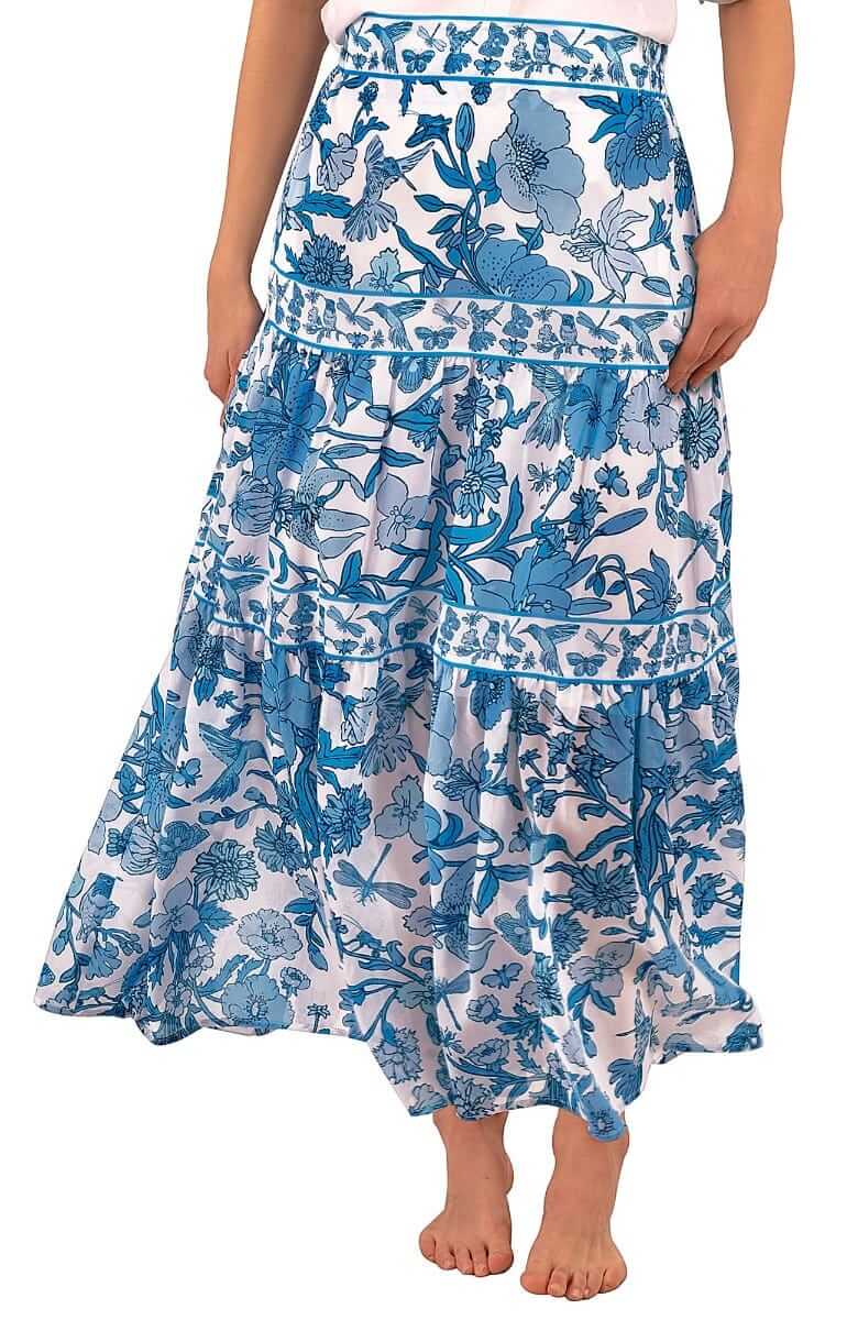 Impanema Long Skirt - Birds &amp; Bees Blues