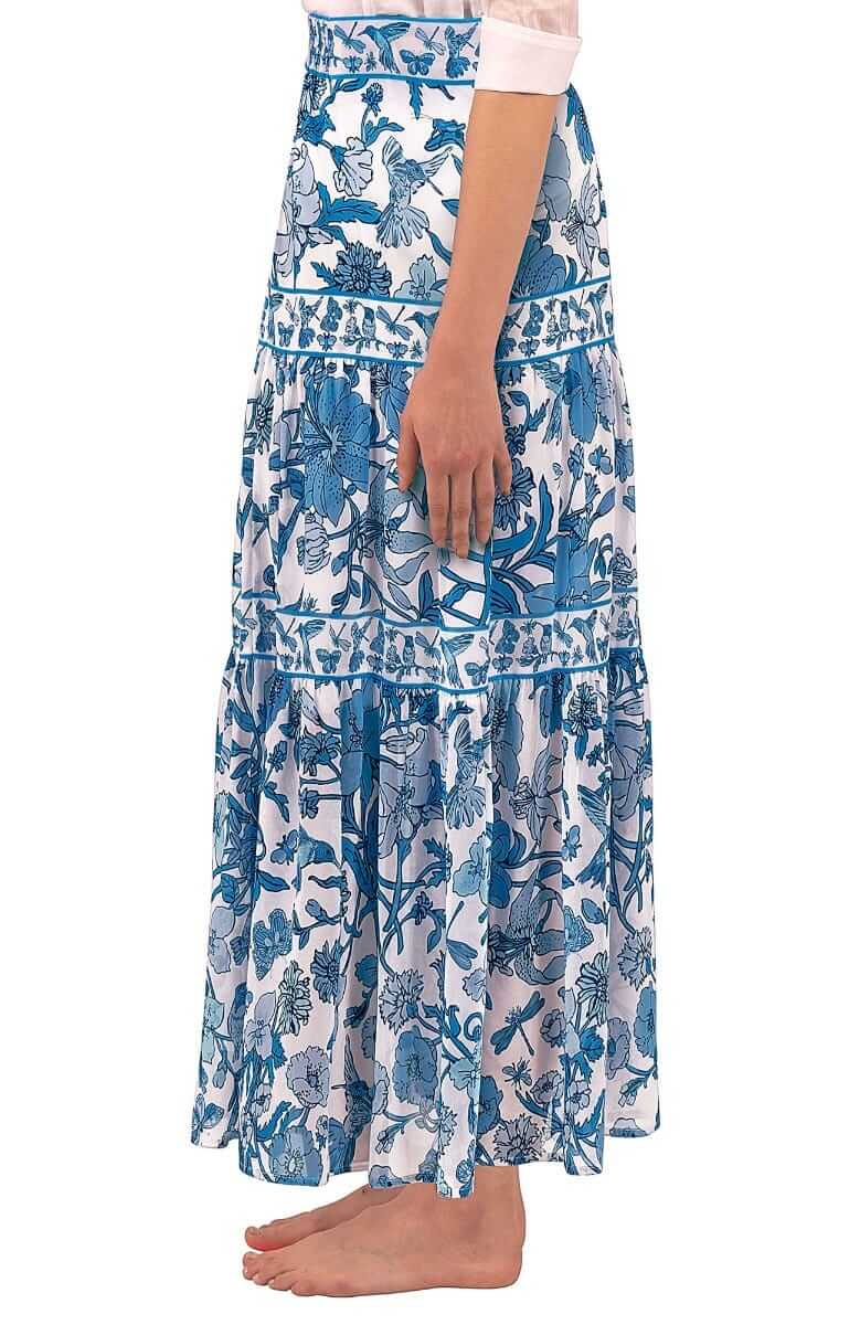 Impanema Long Skirt - Birds &amp; Bees Blues