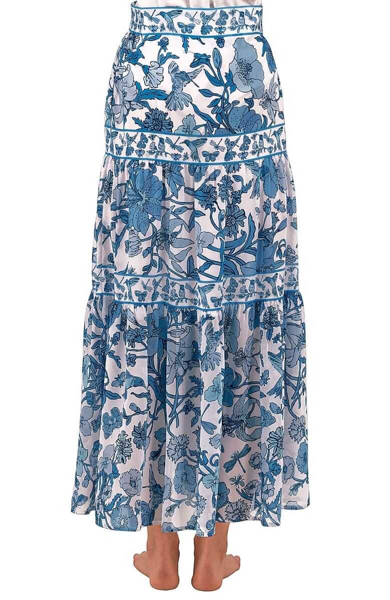 Impanema Long Skirt - Birds &amp; Bees Blues