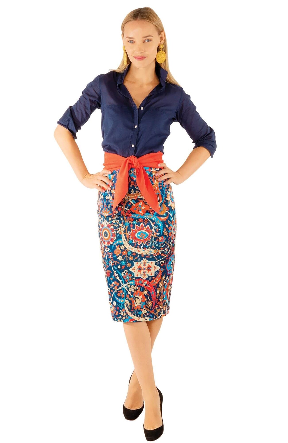 Jersey Pencil Skirt - Magic Carpet - Final Sale Navy