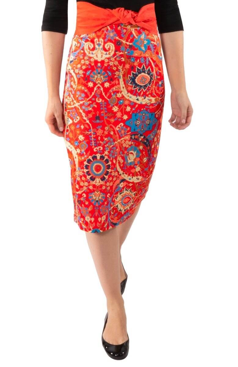 Jersey Pencil Skirt - Magic Carpet - Final Sale Red