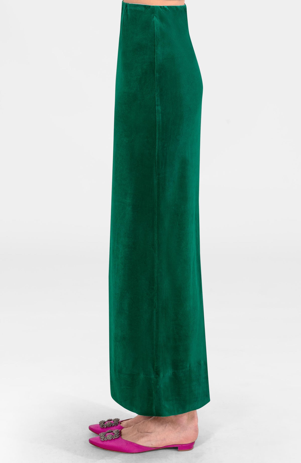 Posh Midi Skirt - Silky Velvet Emerald