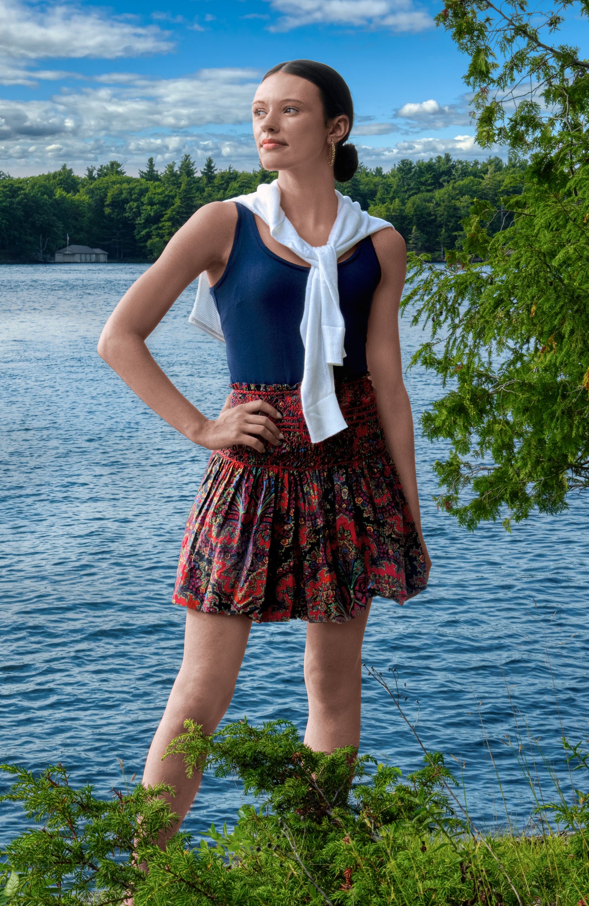Smocked Mini Skirt/ Top - Passion Paisley Black
