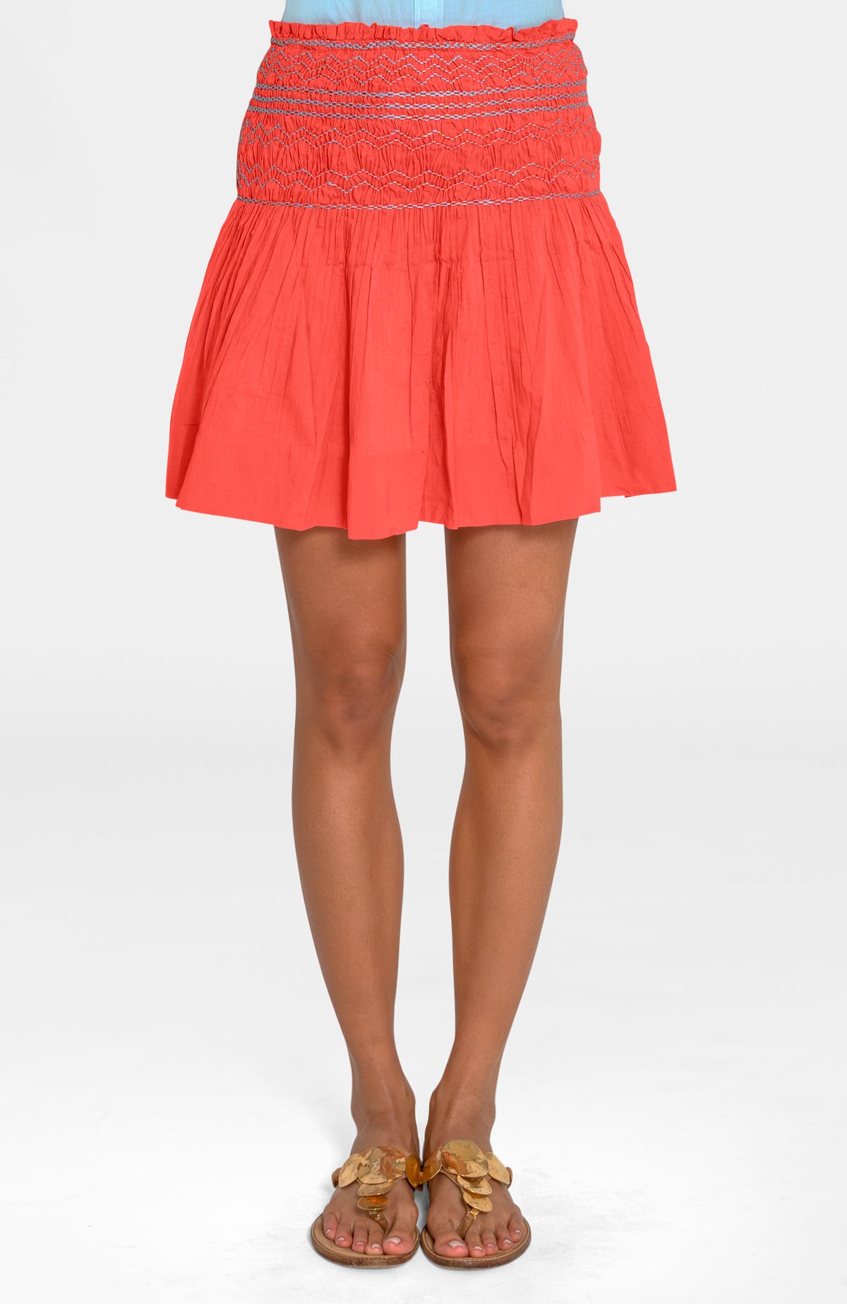 Smocked Mini Skirt - Solid Melon