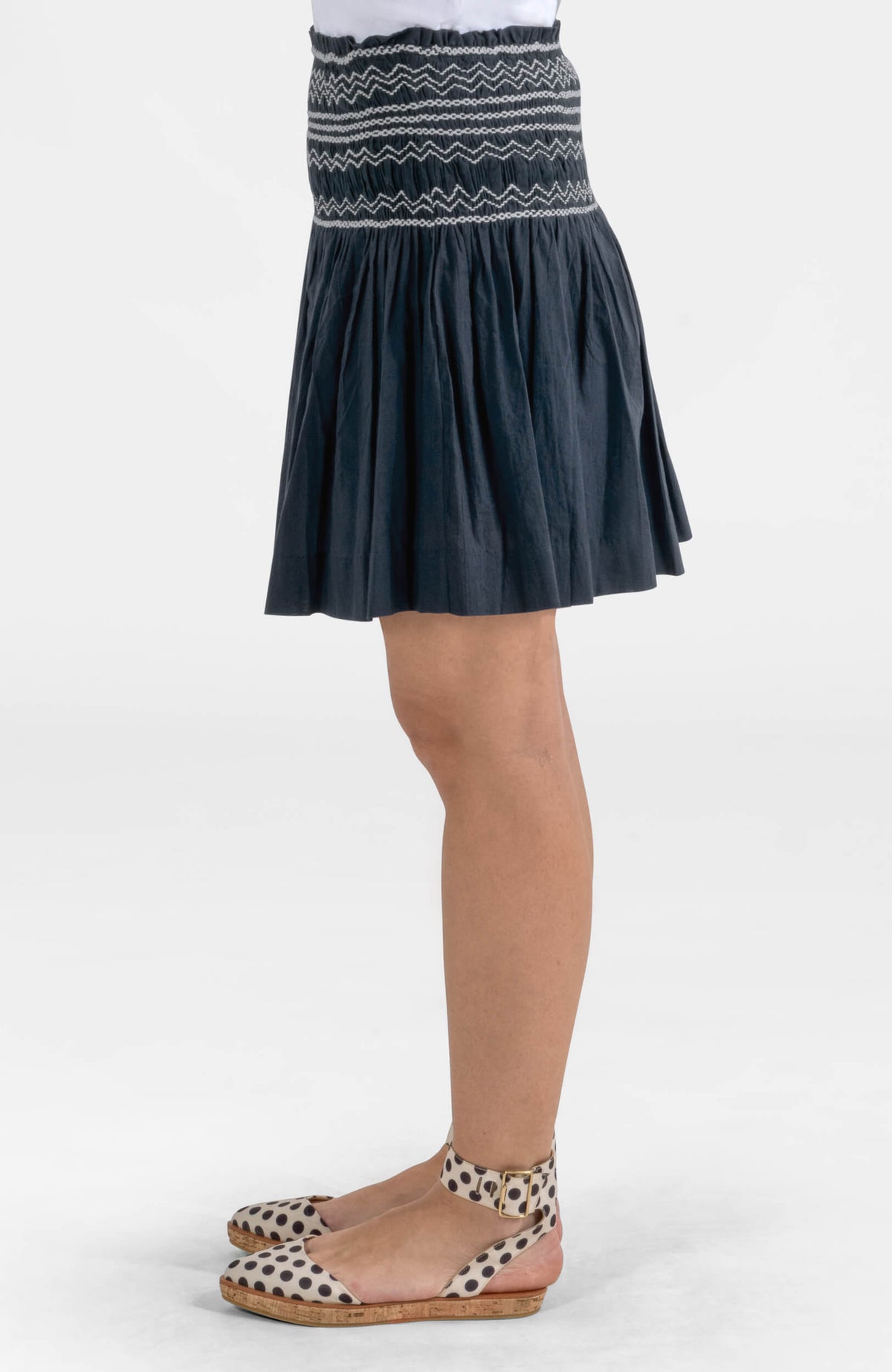 Smocked Mini Skirt - Solid Navy